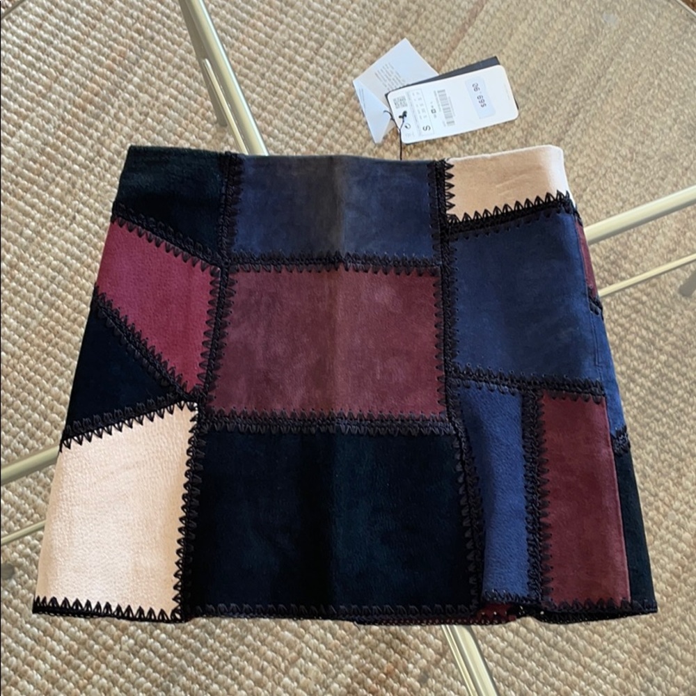 Zara NWT Leather Patchwork Skirt